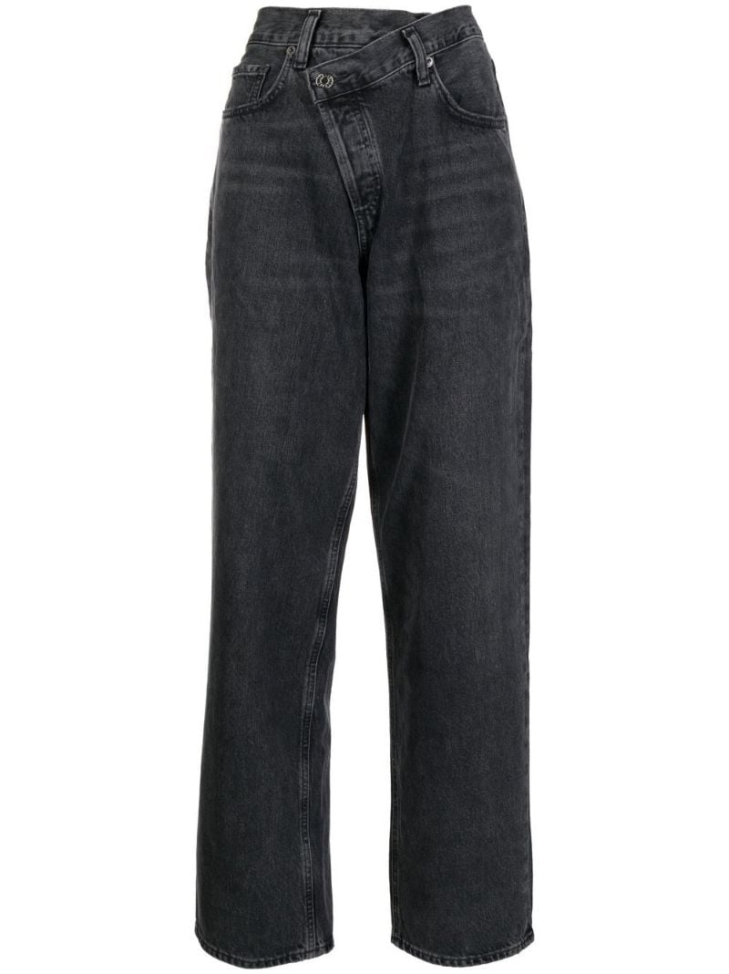 Black Criss Cross Straight-leg Jeans