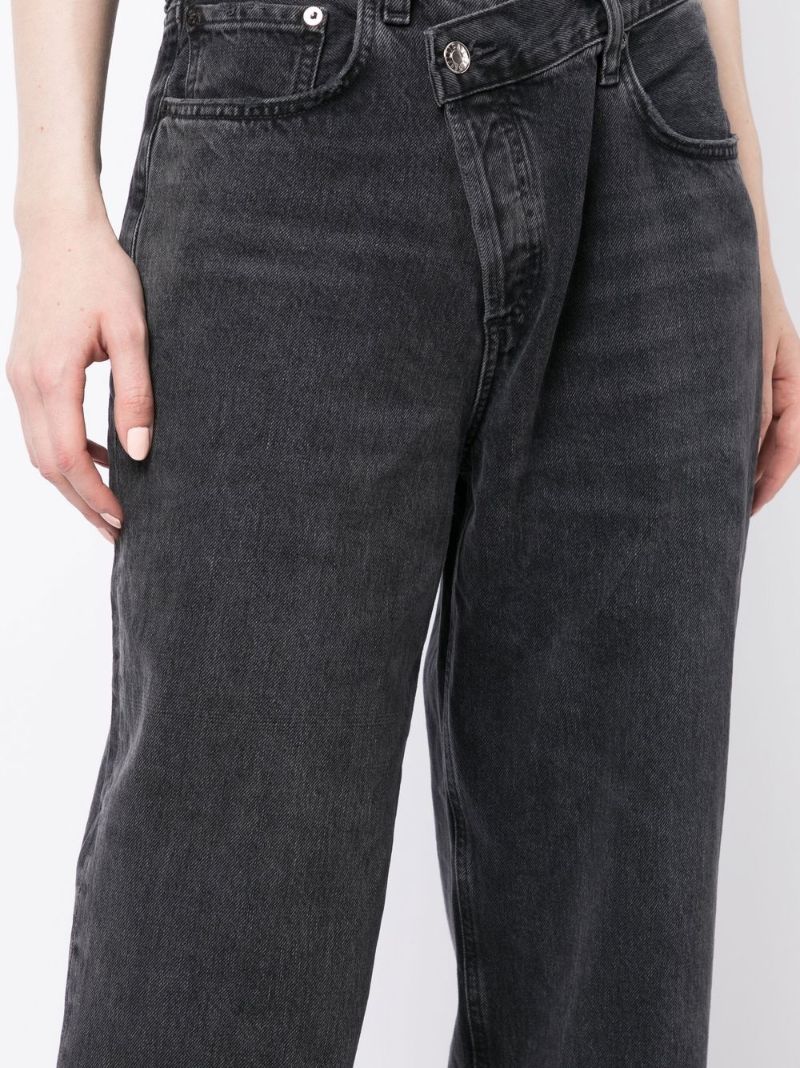 Black Criss Cross Straight-leg Jeans