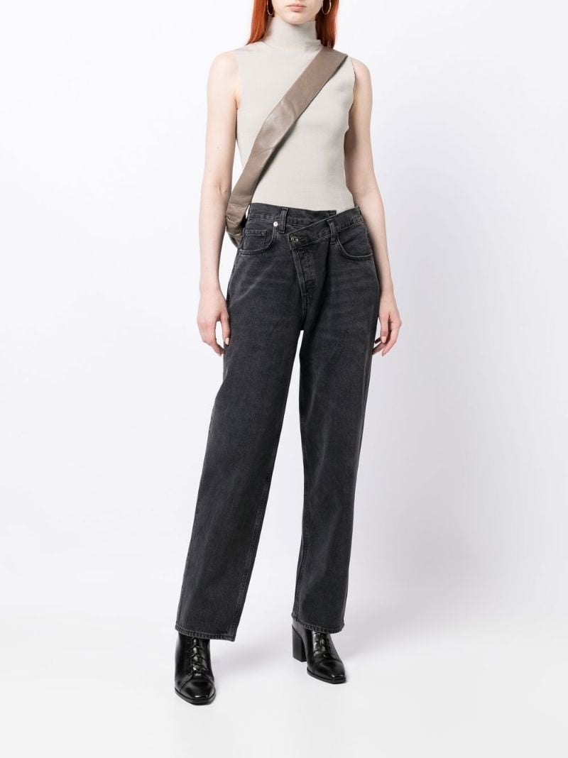 Black Criss Cross Straight-leg Jeans