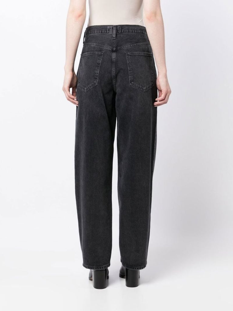 Black Criss Cross Straight-leg Jeans