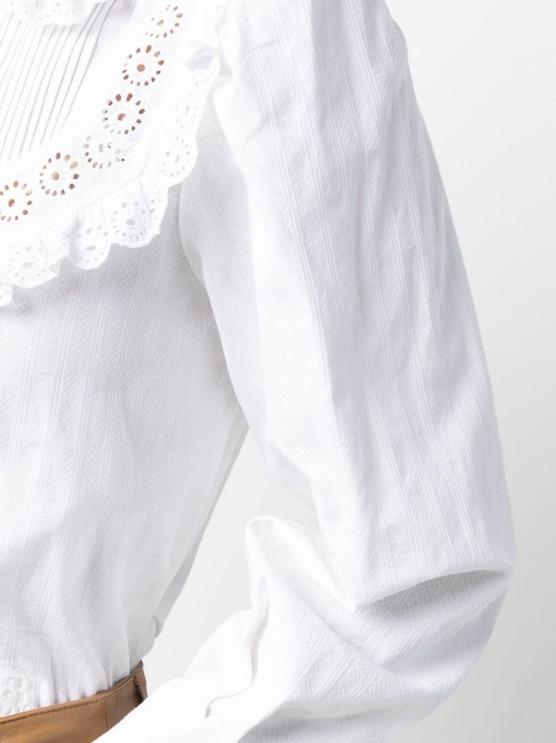 White Lace Ruffle Blouse