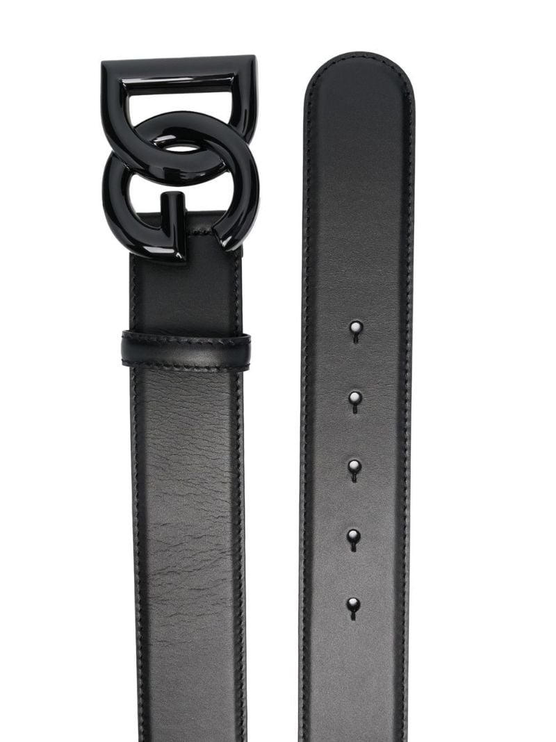 Black Logo Leather Belt