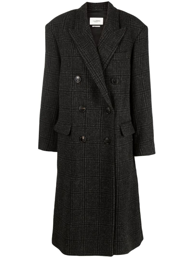 Grey Checked Double-breasted Coat