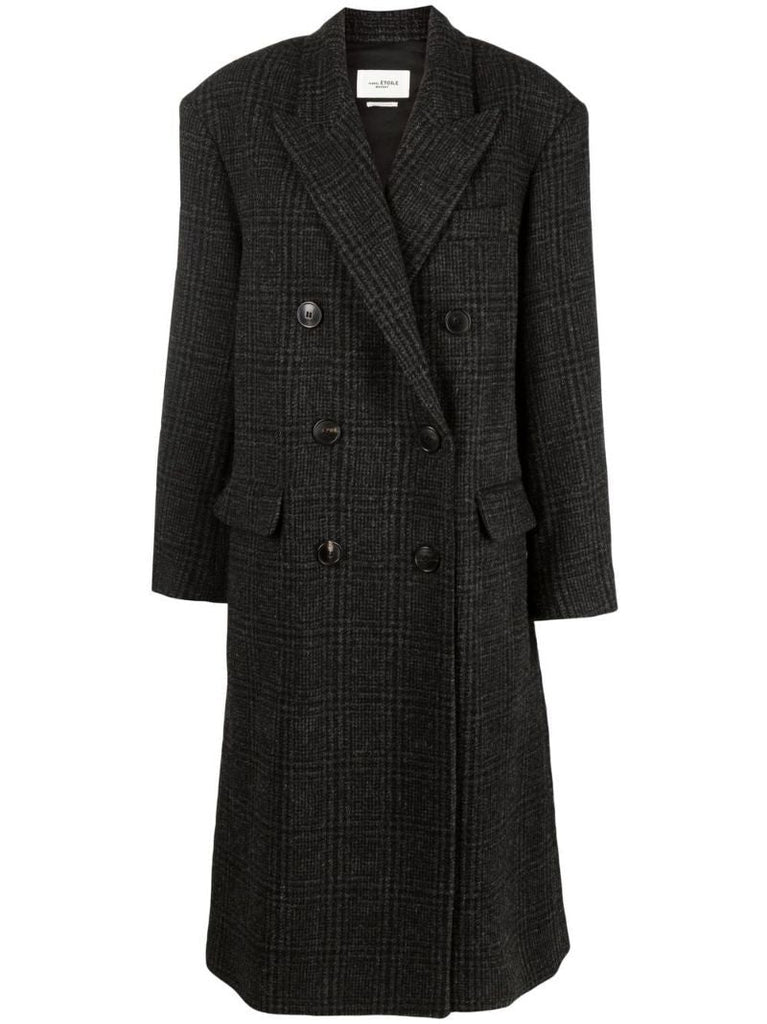 Grey Checked Double-breasted Coat