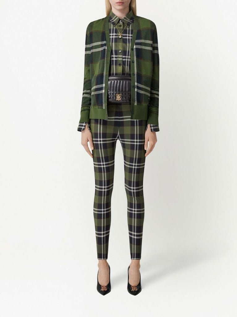 Green Vintage Check Leggings