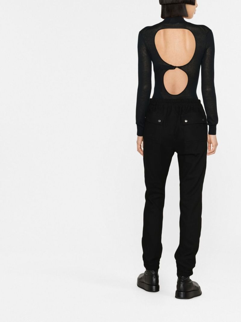 Black Virgin Wool Tapered Trousers
