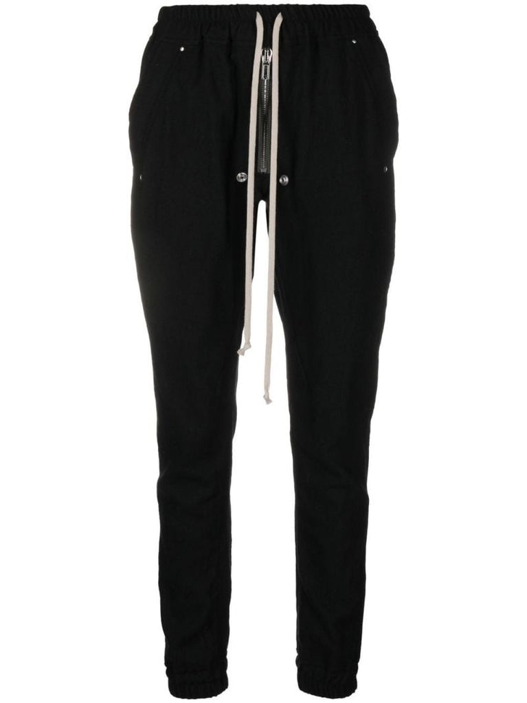 Black Virgin Wool Tapered Trousers