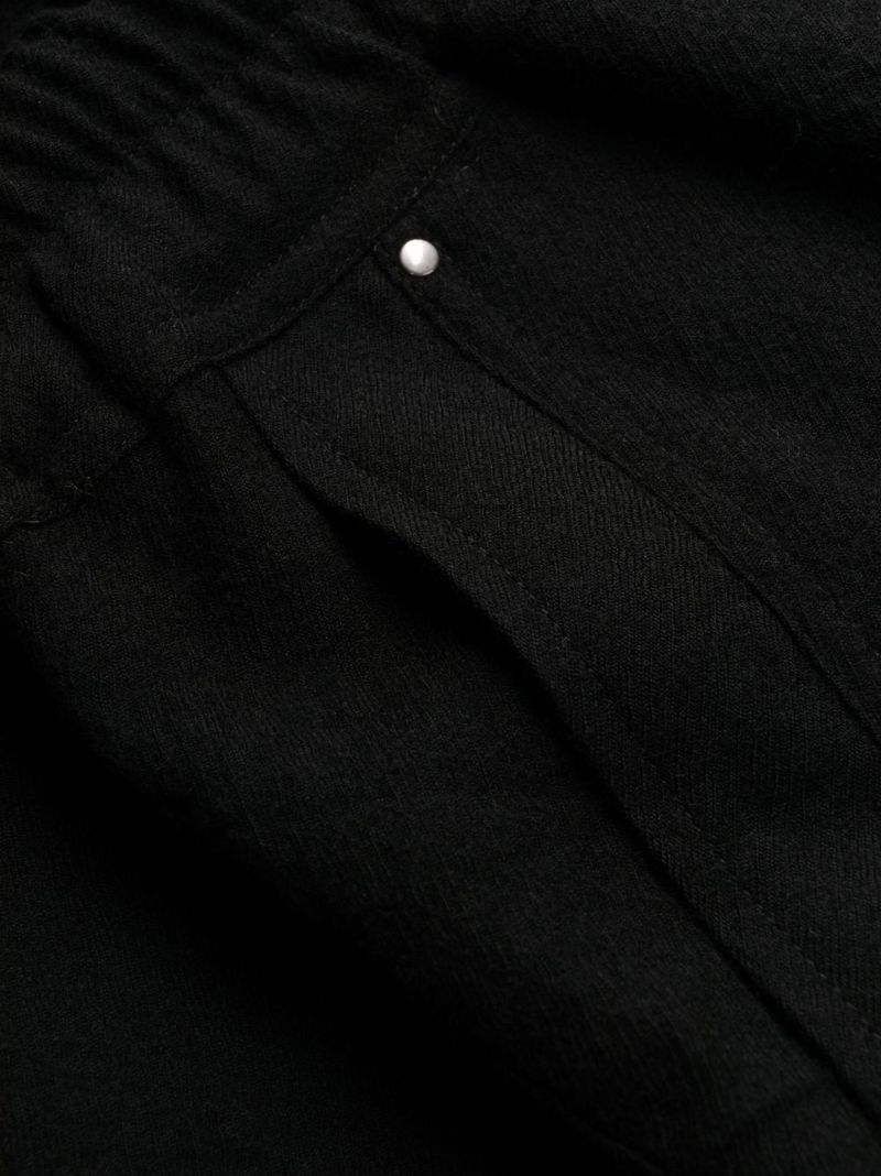 Black Virgin Wool Tapered Trousers