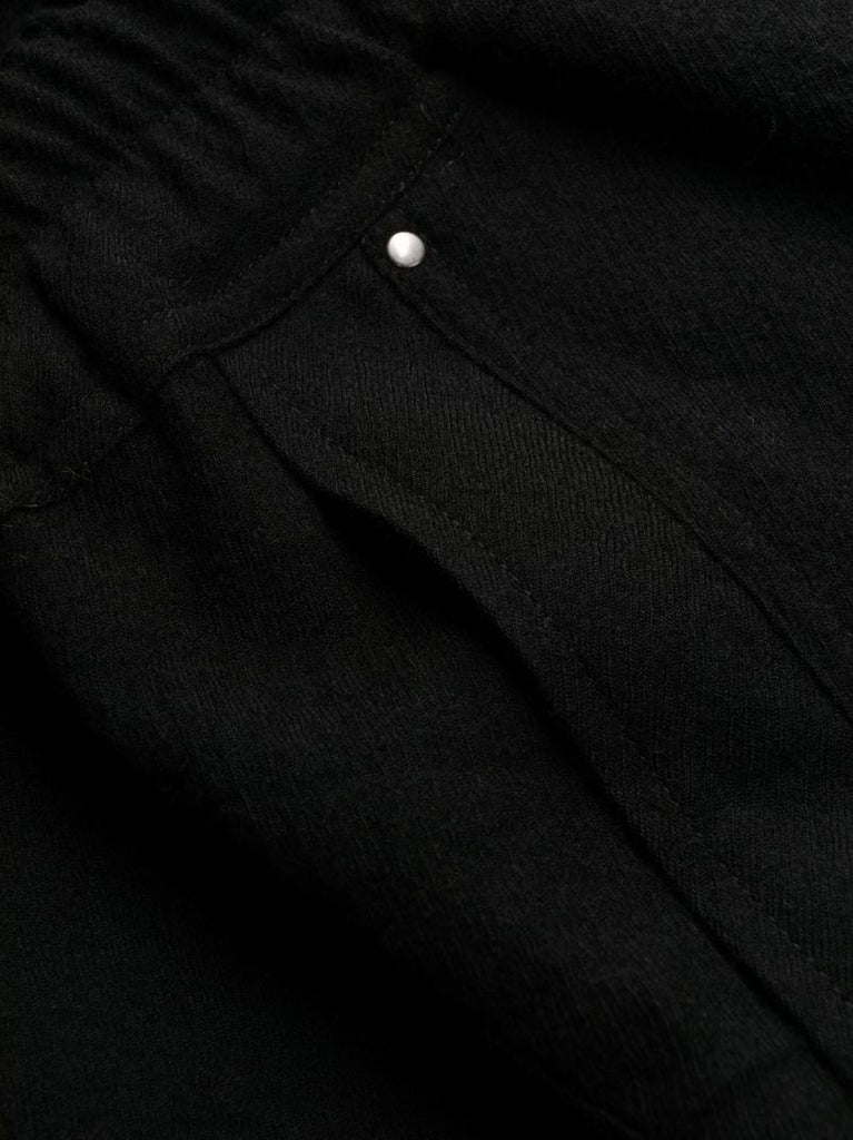 Black Virgin Wool Tapered Trousers