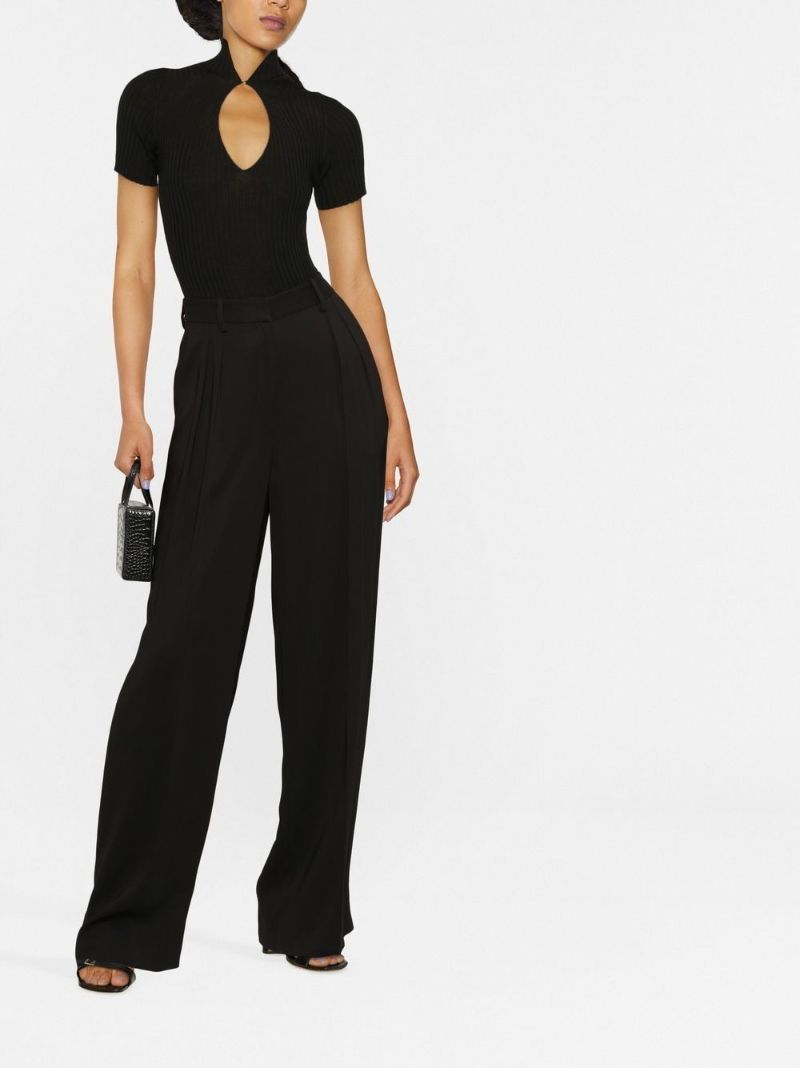 Black Ribbed Short Sleeve Bodysuit