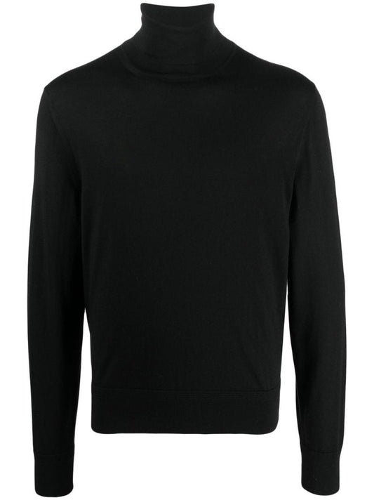 Black Roll Neck Wool Sweater