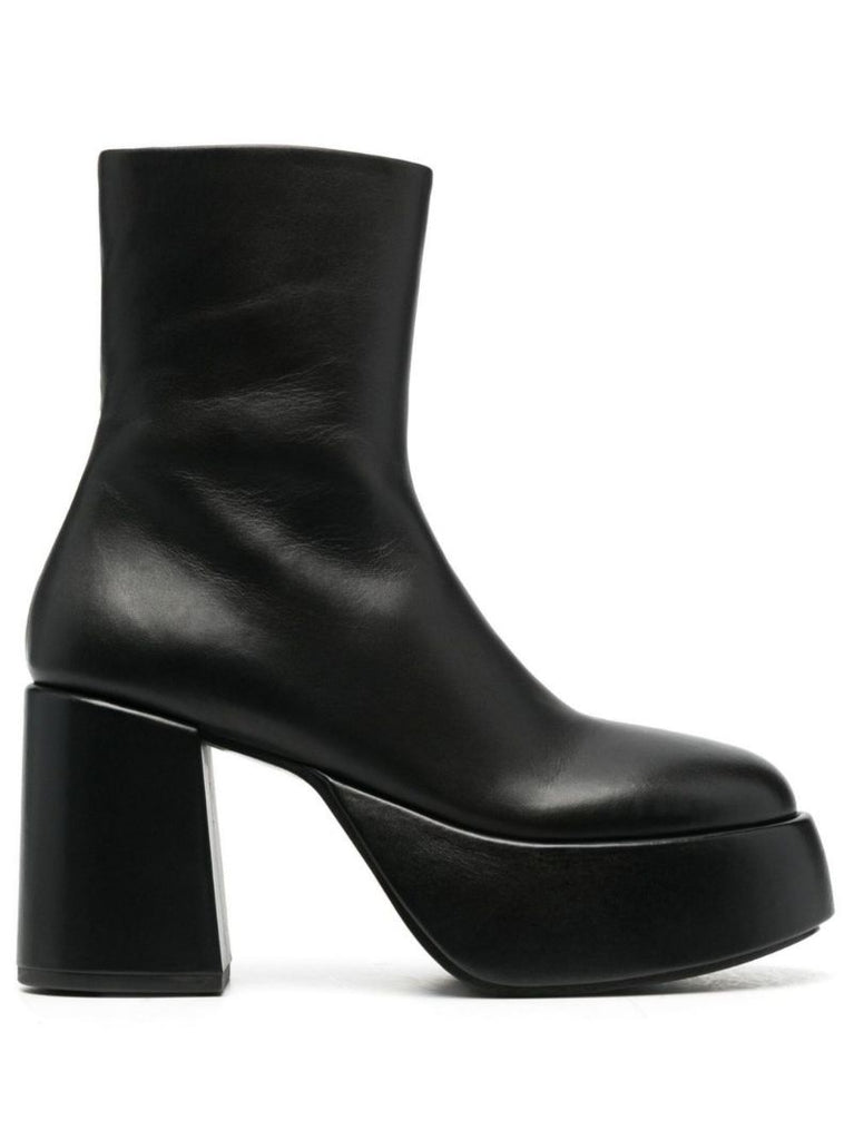 Black 100 Platform Leather Ankle Boots