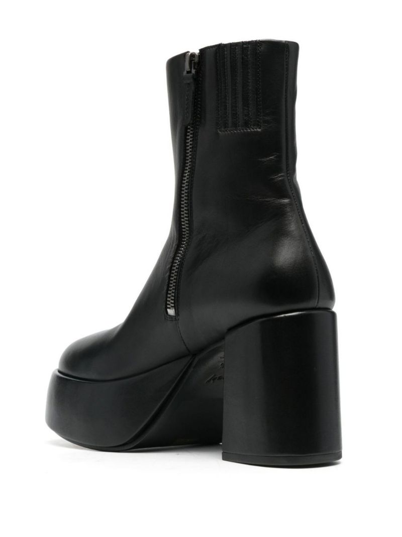 Black 100 Platform Leather Ankle Boots