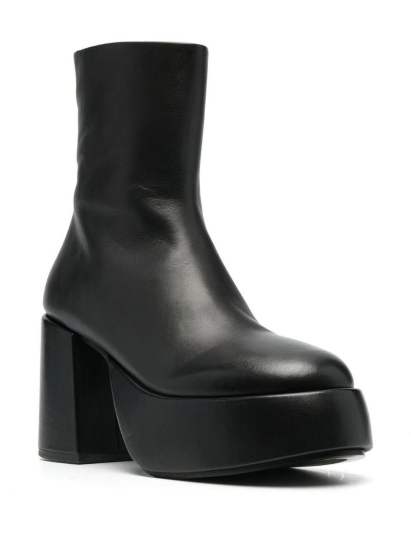 Black 100 Platform Leather Ankle Boots