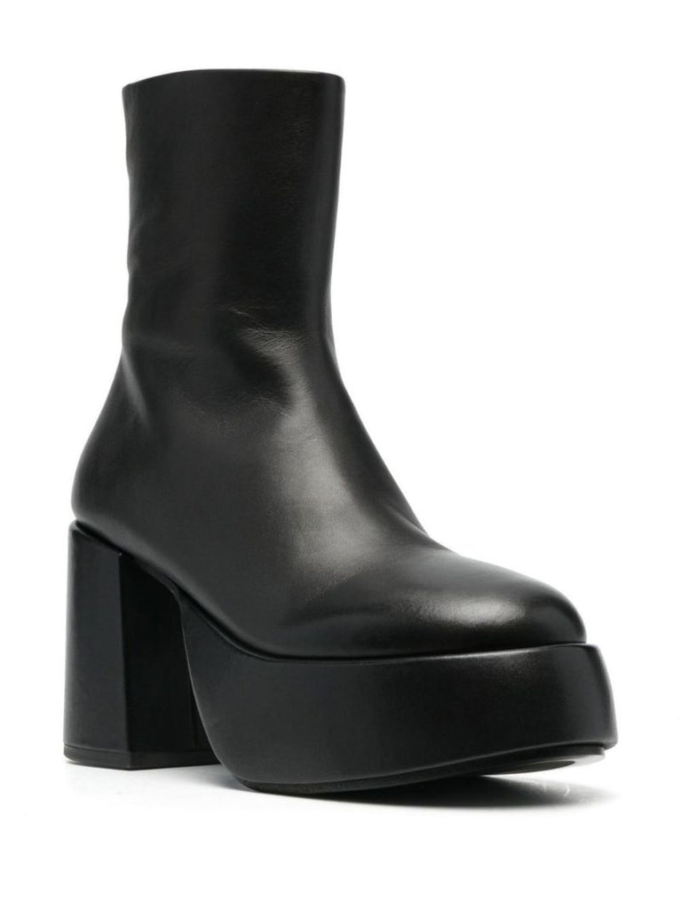 Black 100 Platform Leather Ankle Boots