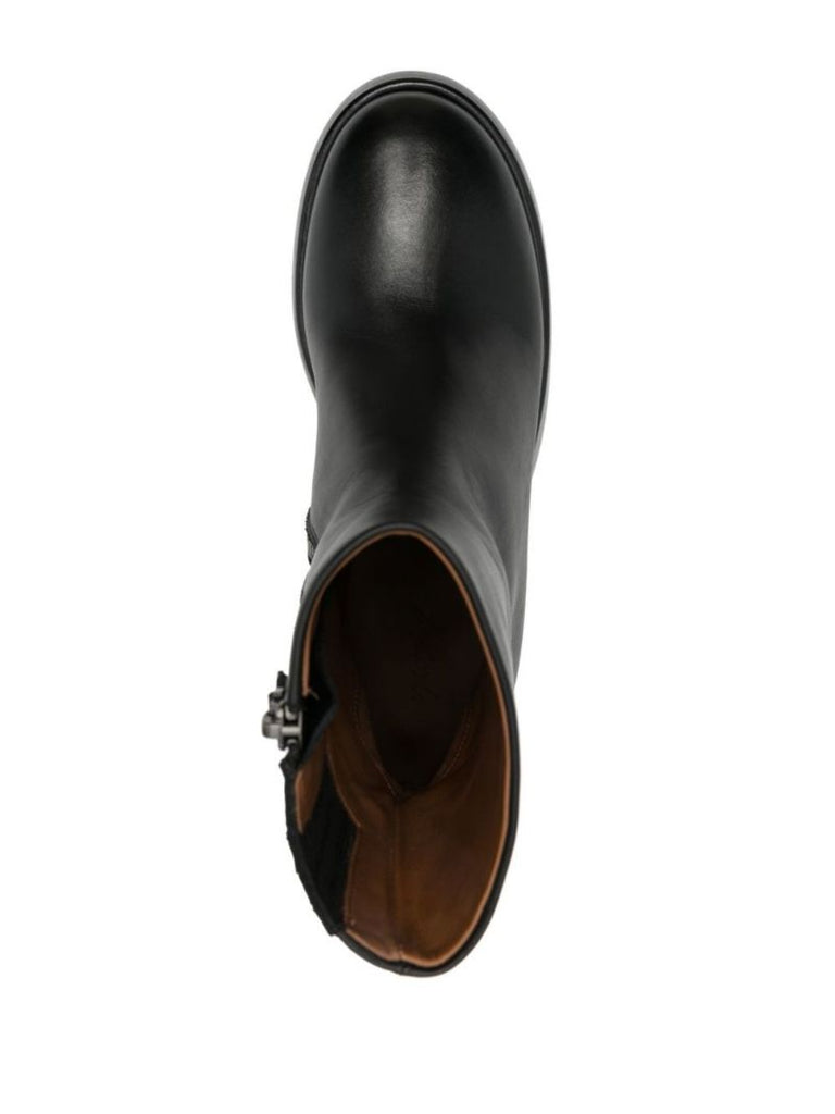 Black 100 Platform Leather Ankle Boots