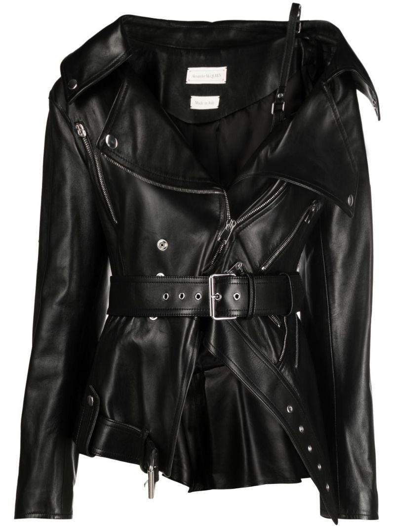 Black Asymmetric Leather Jacket