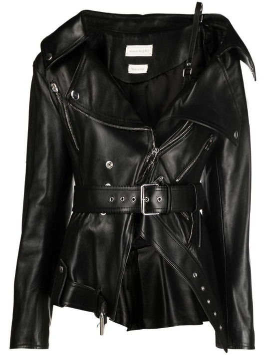 Black Asymmetric Leather Jacket