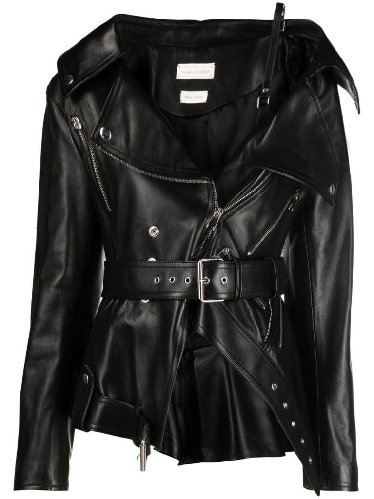 Black Asymmetric Leather Jacket