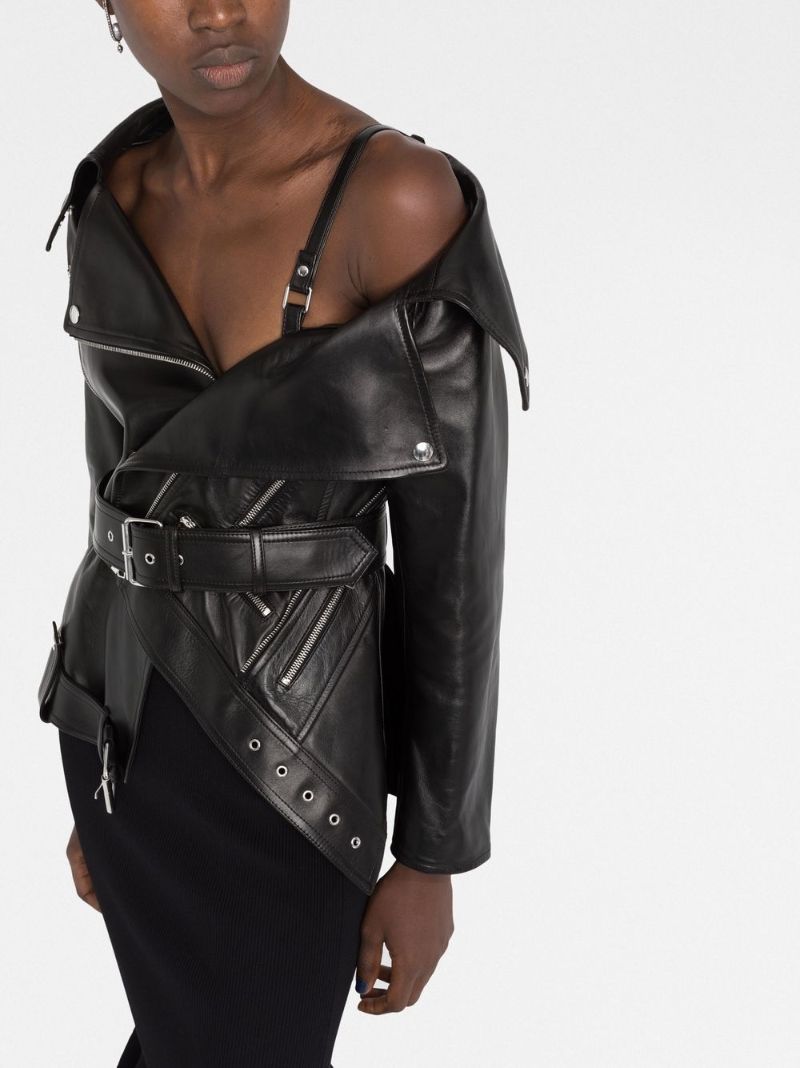 Black Asymmetric Leather Jacket
