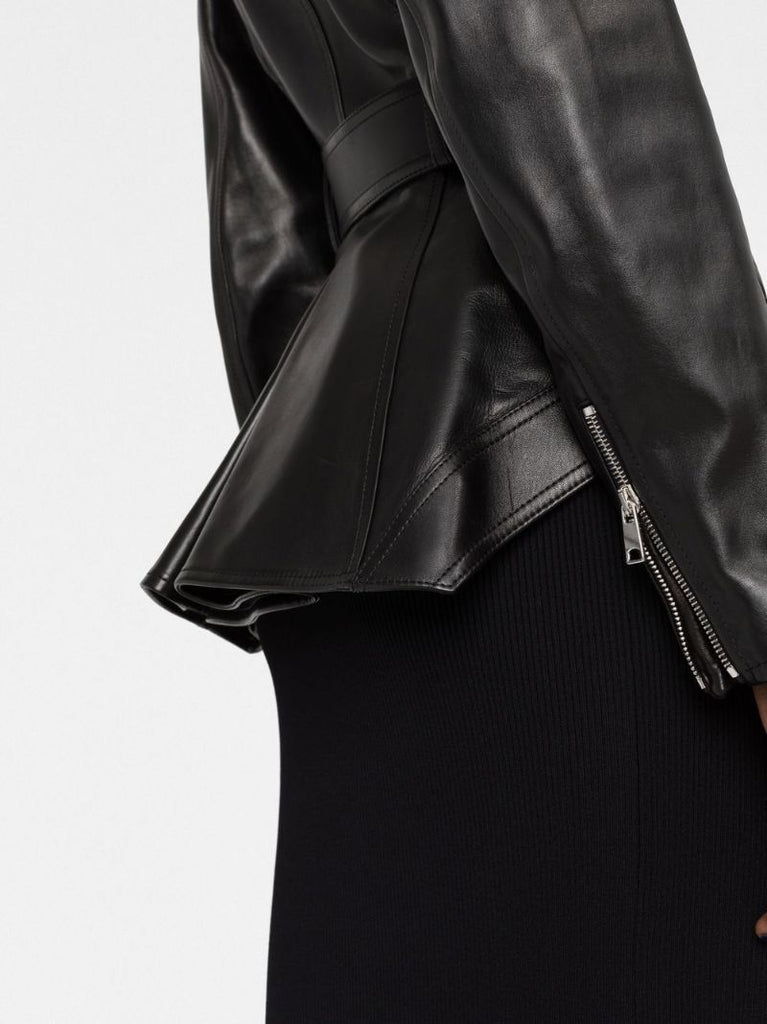 Black Asymmetric Leather Jacket
