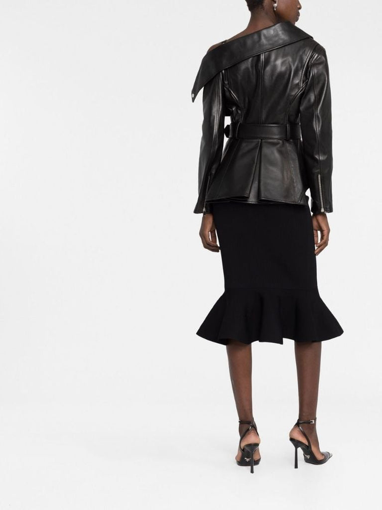 Black Asymmetric Leather Jacket