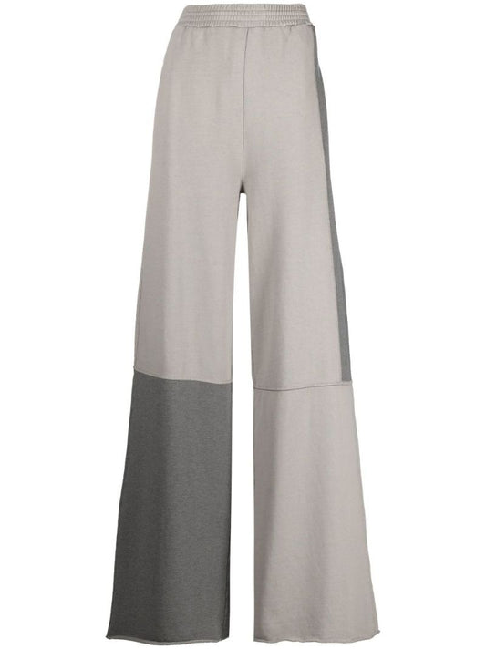 Grey Patchwork Wide Leg Track Pants