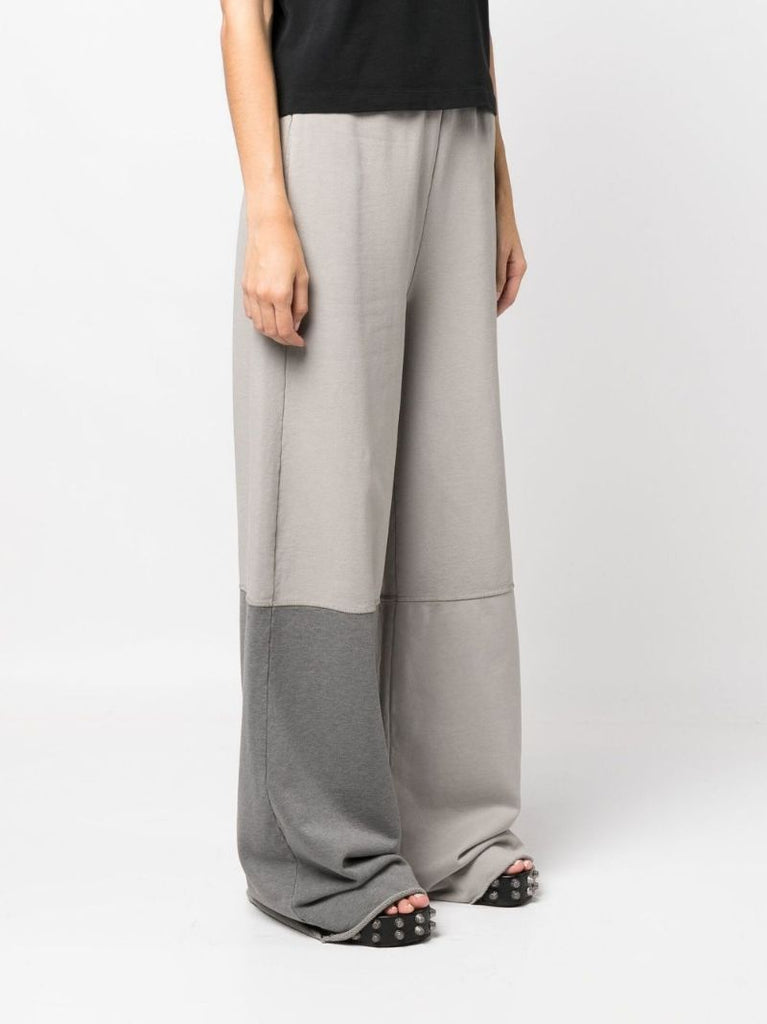 Grey Patchwork Wide Leg Track Pants