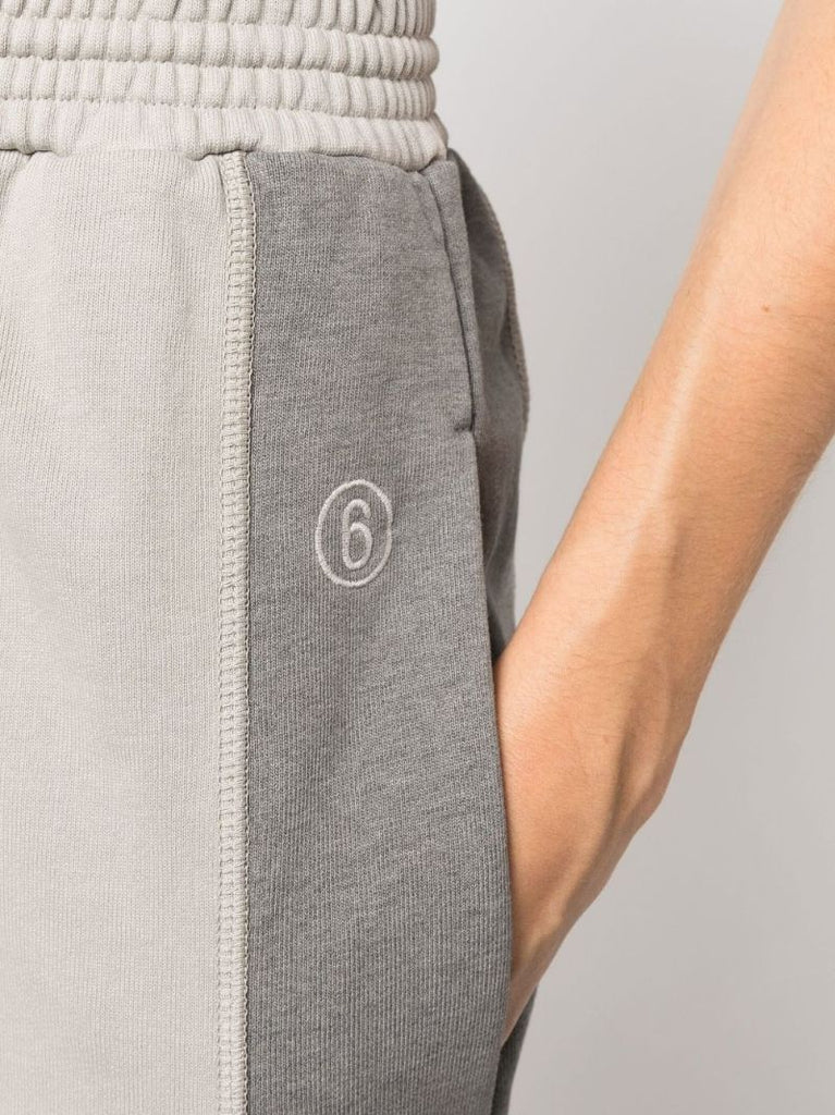 Grey Patchwork Wide Leg Track Pants