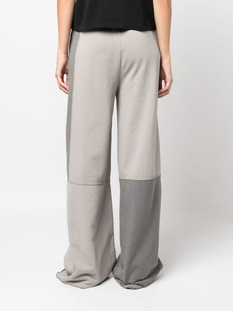Grey Patchwork Wide Leg Track Pants