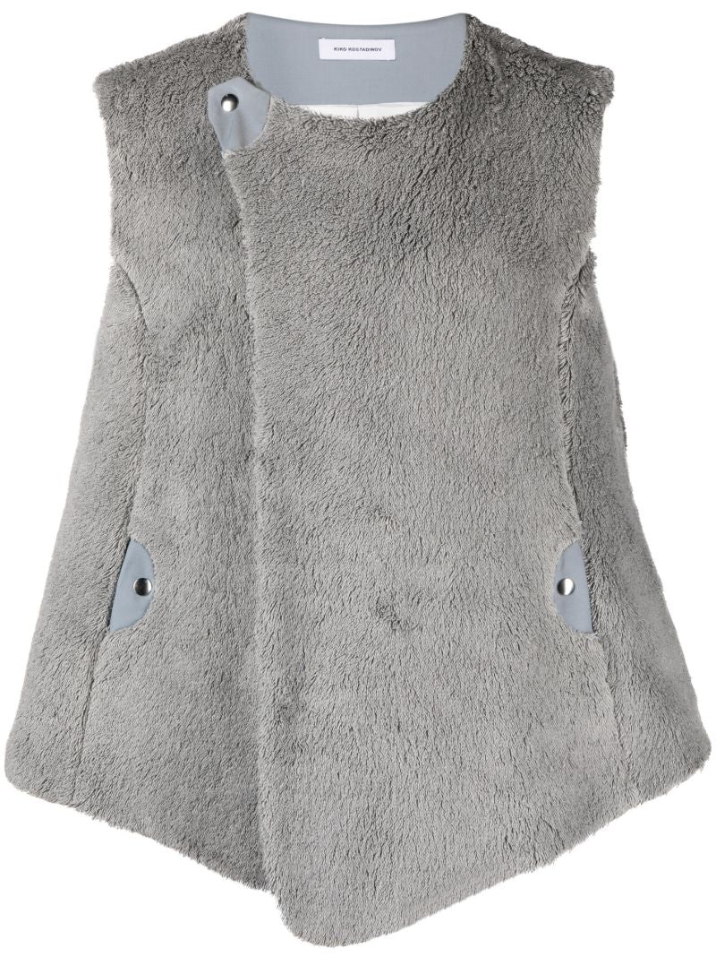 Grey Zlatyu Sleeveless Shearling Vest