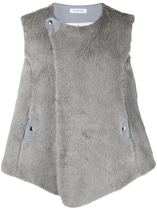 Grey Zlatyu Sleeveless Shearling Vest