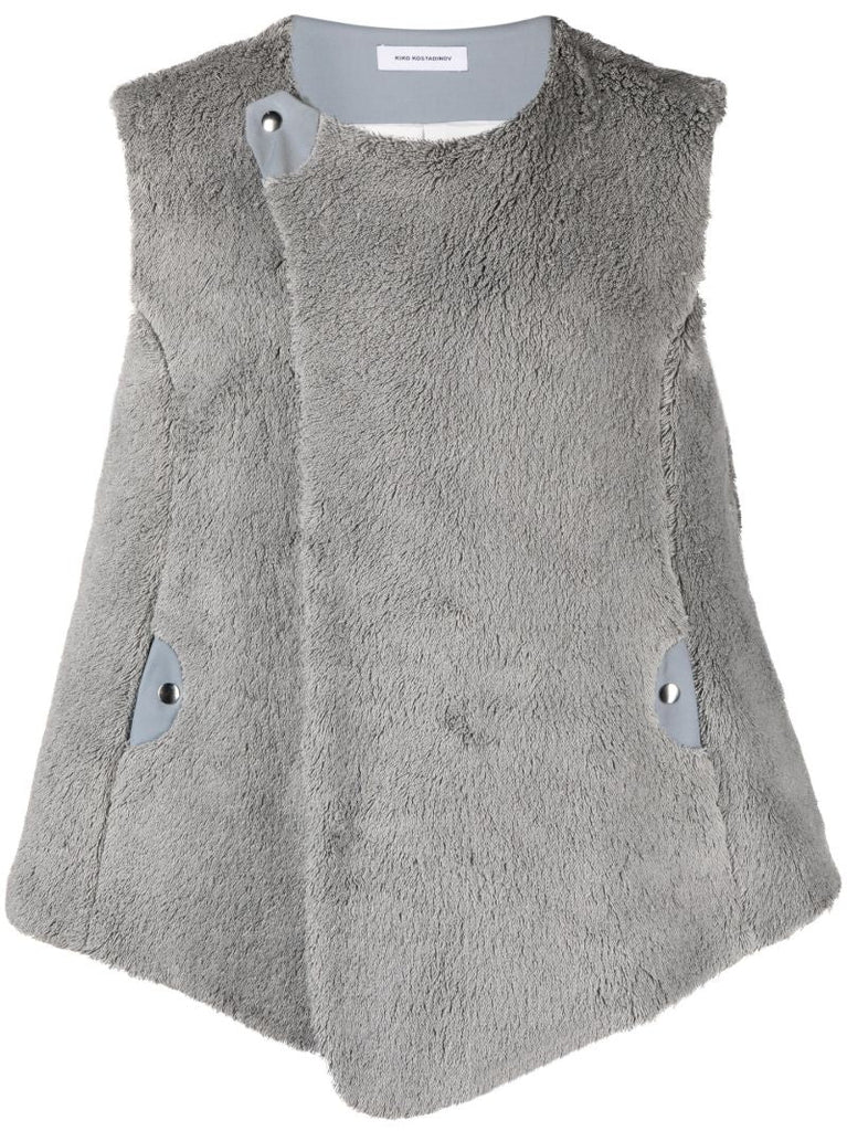 Grey Zlatyu Sleeveless Shearling Vest