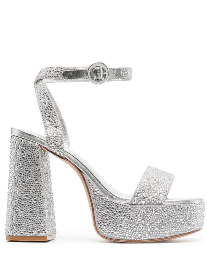 Silver Dolly 125 Crystal-embellished Leather Sandals