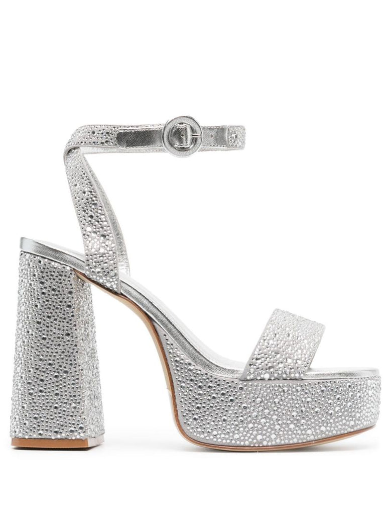 Silver Dolly 125 Crystal-embellished Leather Sandals