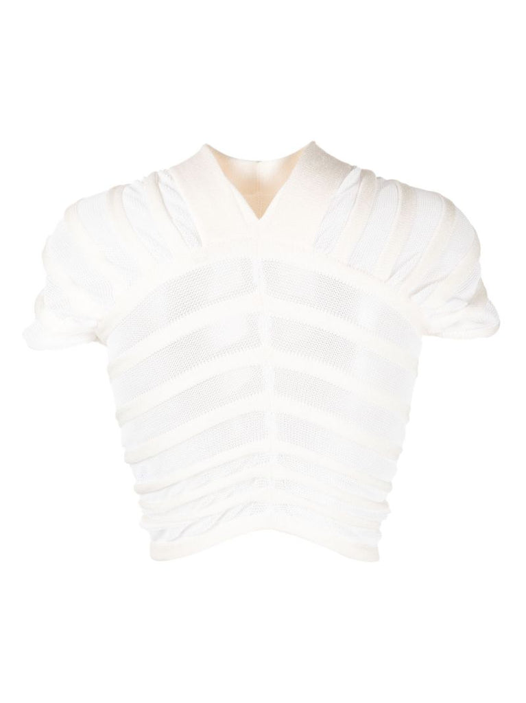 White Corded Crop Top