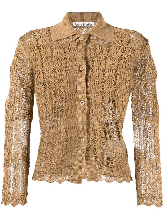 Brown Open Knit Cardigan