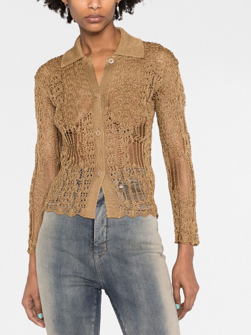 Brown Open Knit Cardigan