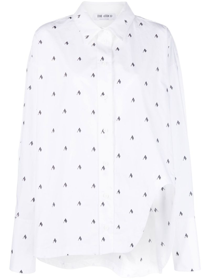 White Diana Logo Print Cotton Shirt