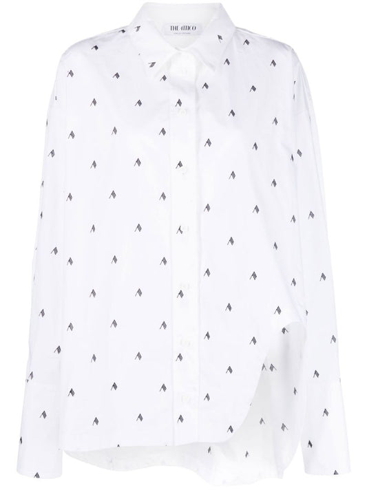 White Diana Logo Print Cotton Shirt