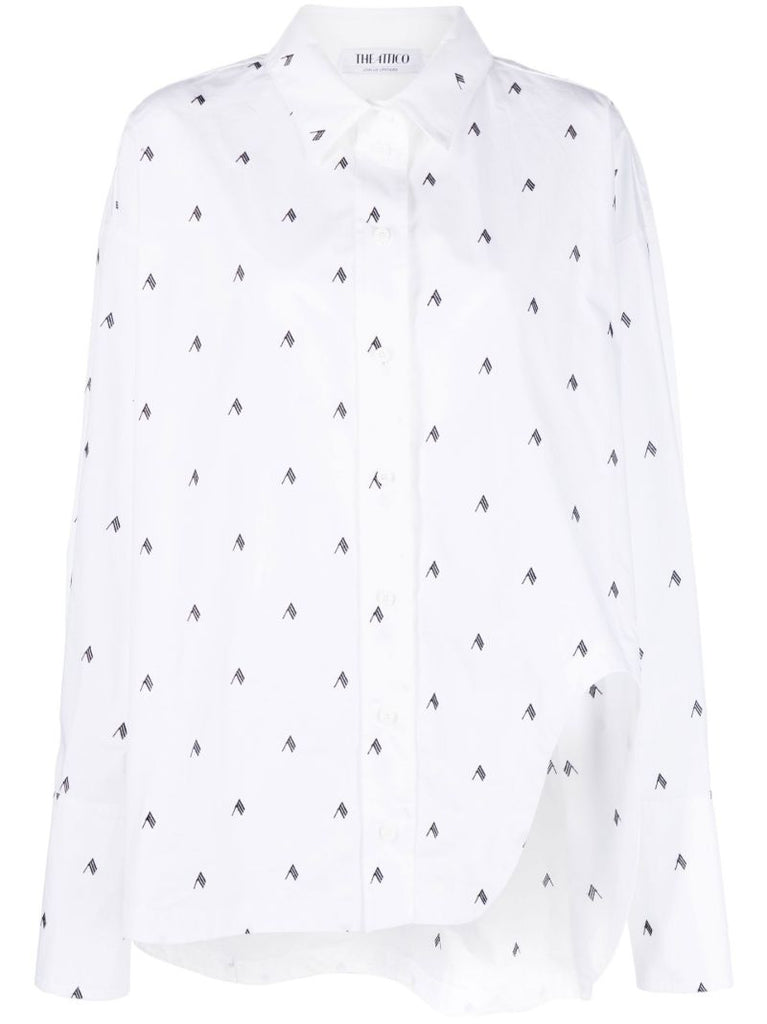 White Diana Logo Print Cotton Shirt