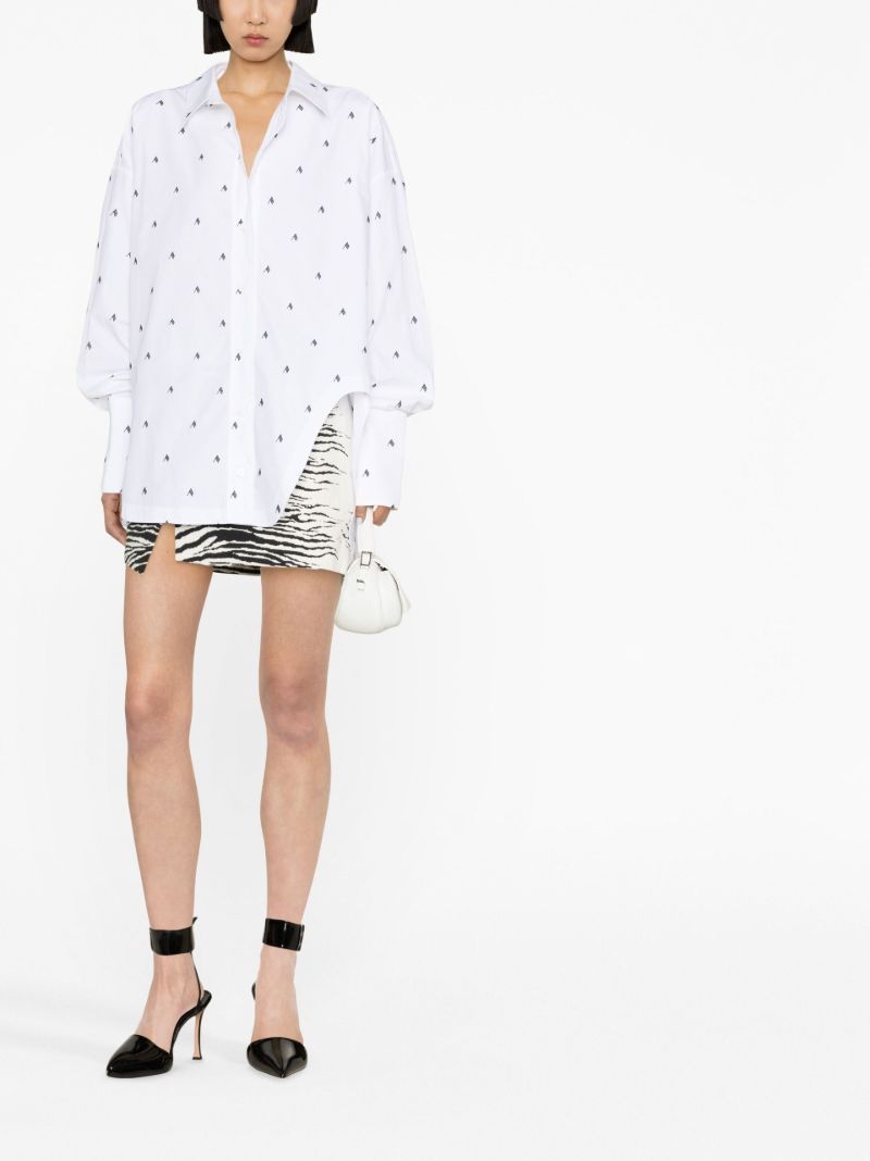 White Diana Logo Print Cotton Shirt