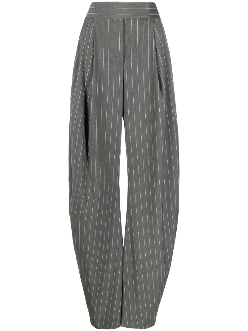 Grey Pinstripe Wide-leg Trousers