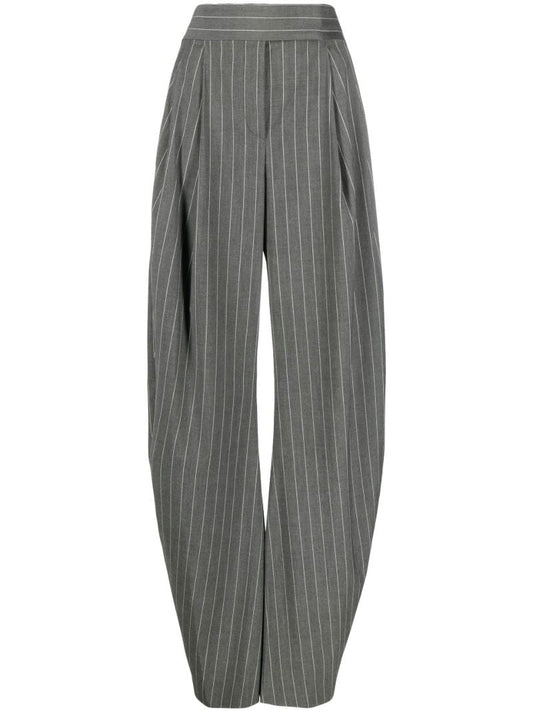 Grey Pinstripe Wide-leg Trousers