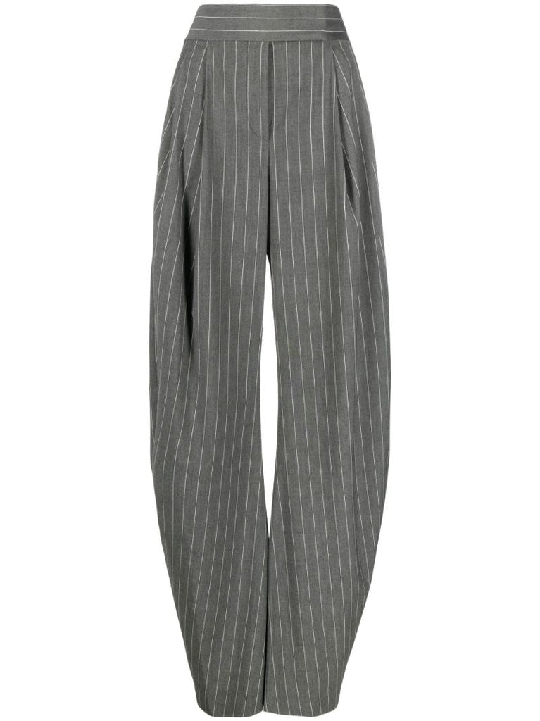 Grey Pinstripe Wide-leg Trousers