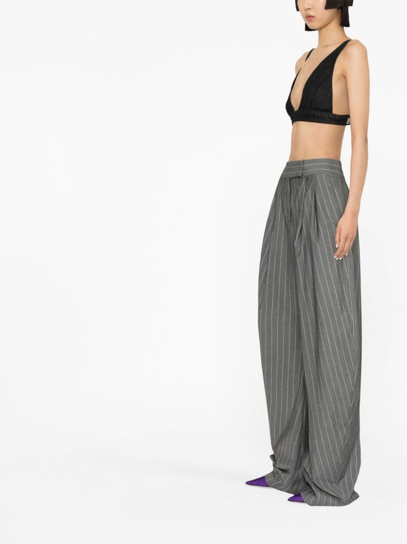 Grey Pinstripe Wide-leg Trousers