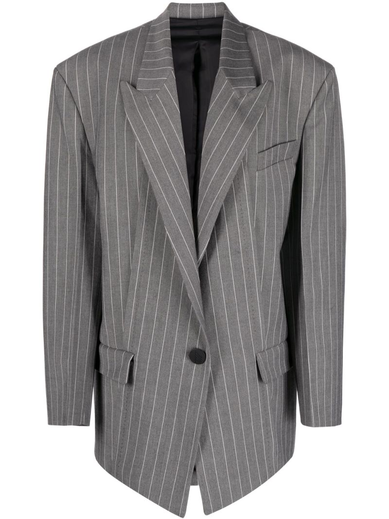 Grey Pinstripe Single-breasted Blazer