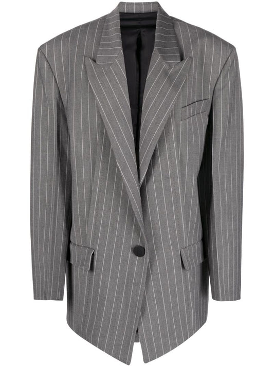 Grey Pinstripe Single-breasted Blazer