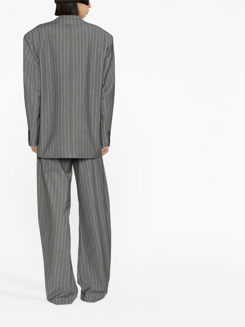 Grey Pinstripe Single-breasted Blazer