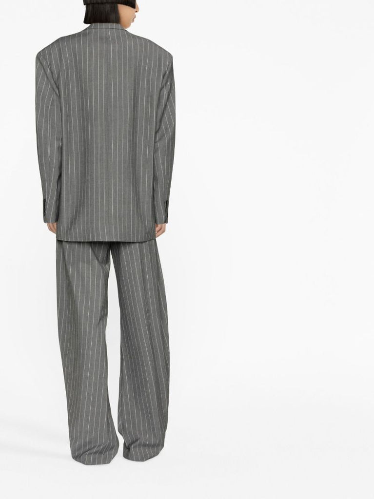 Grey Pinstripe Single-breasted Blazer